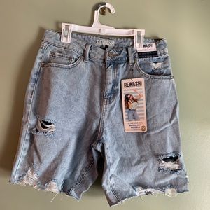 Ripped Rewash Jean Shorts, Super High Rise